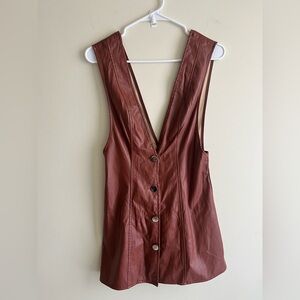 SHEIN Brown Sleeveless Button-Down Dress